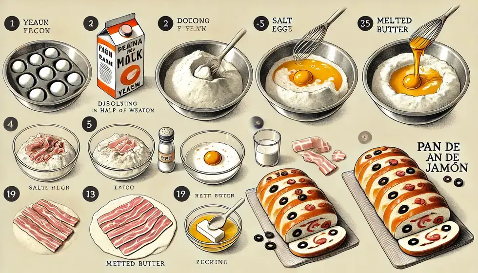 Preparación de la Masa del Pan de Jamón Preparación de la Masa del Pan de Jamón